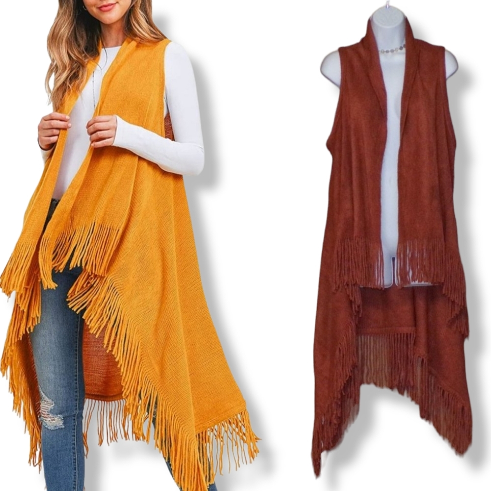NWT Fringe Hem Cardigan Vest